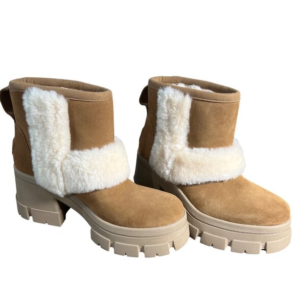 UGG Brown and Cream Fur Ankle Booties - Picture 1 of 10